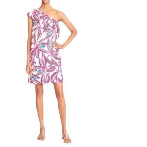 J. Crew Factory Linen Blend One Shoulder Ruffle Tropical Print Dress NWT Size XS